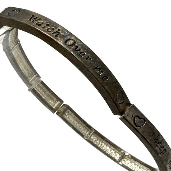 My Guardian Angel Bangle Bracelet Stretch Inspirational Messages Silver Tone - Picture 2 of 8